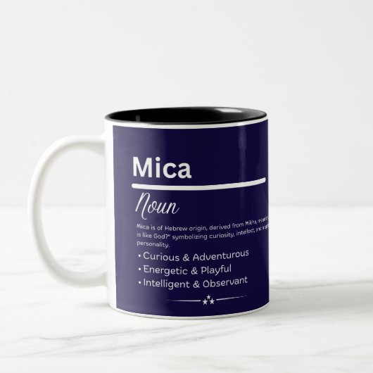 Mica, Girl Personalized Name Definition Mug ツートーンマグカップ (左)