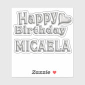 Micaela Happy Birthday silver Aufkleber Sticker シール (シート)