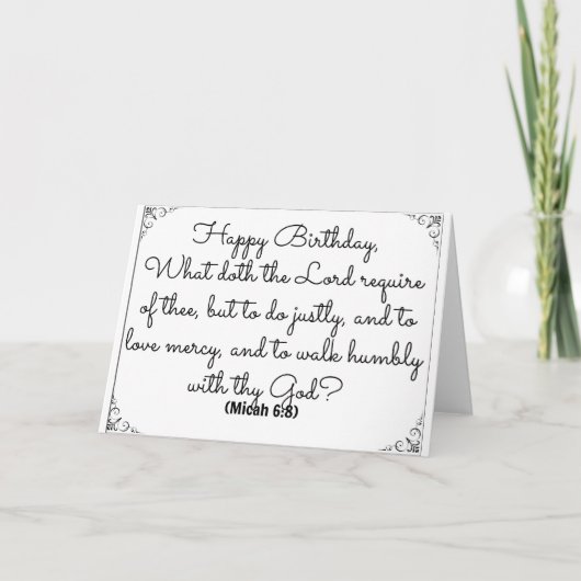 Micahの詩の6月8日の聖書のバースデー・カード カード (正面)