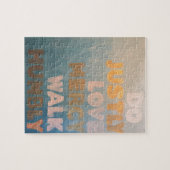 Micahの6:8の金ゴールドおよびティール(緑がかった色) ジグソーパズル (横)