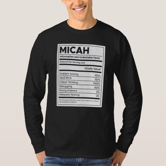 Micah栄養情報問題解決懸命W Tシャツ (正面)