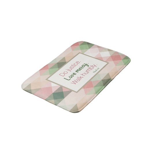 Micah 6:8ピンクダイヤモンド幾何学浴場 バスマット (アングル)