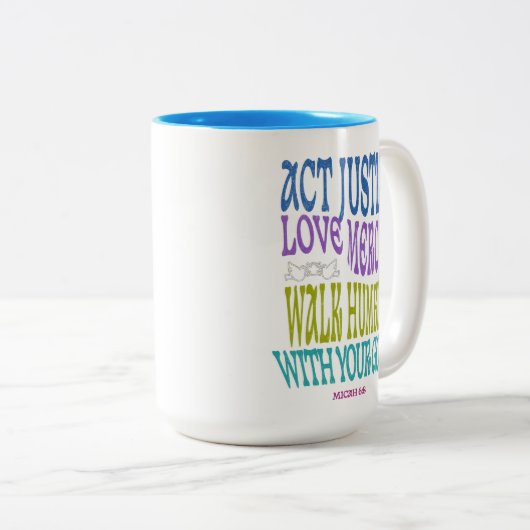 Micah 6:8 Colorful Scripture Customizable ツートーンマグカップ (正面右)
