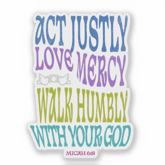 Micah 6:8 Colorful Scripture Vinyl シール (正面)
