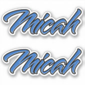 Micah Name blue Aufkleber Sticker Stickerset シール (正面)