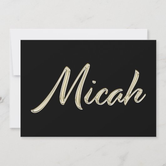 Micah Name white gold Handwriting Karte カード (正面)