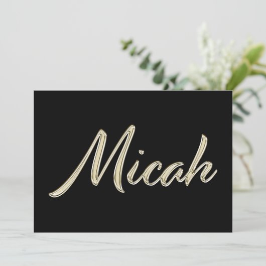 Micah Name white gold Handwriting Karte カード (スタンド正面)