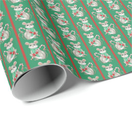 Mice and Candy Canes Wrapping Paper ラッピングペーパー