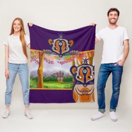 Mice creatures in the field Fleece Blanket フリースブランケット