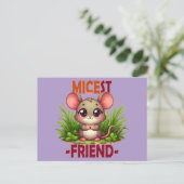 Micest Friendパンおもしろいかわいいベビーマウスの漫画 ポストカード (スタンド正面)