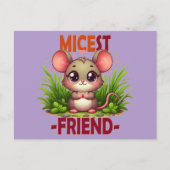 Micest Friendパンおもしろいかわいいベビーマウスの漫画 ポストカード (正面)