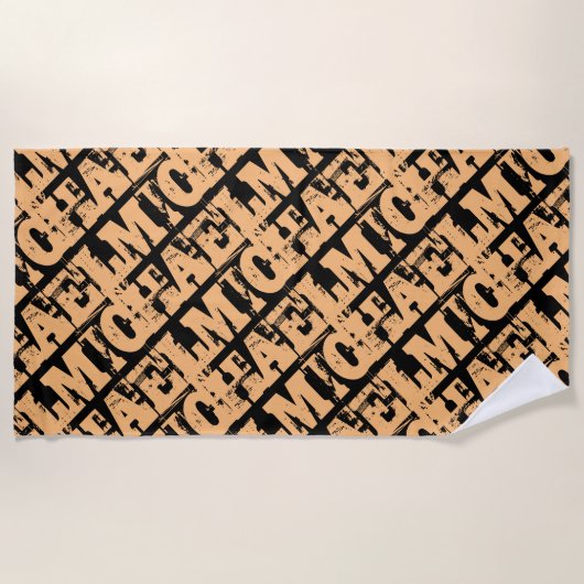 MichaelまたはYour Nameまたは文字パターンタイポグラフィ ビーチタオル (正面)