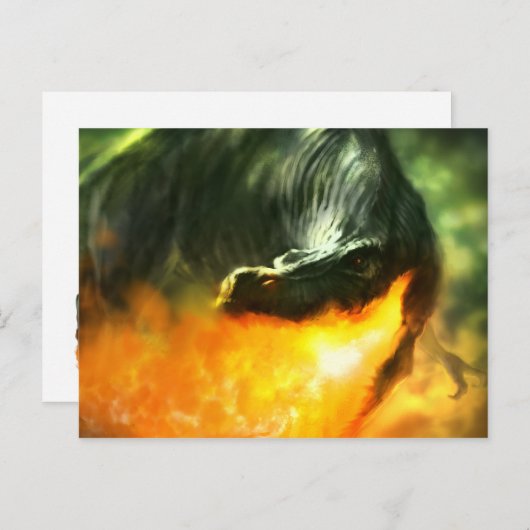 Michael Maherによる火の吹く恐竜またはドラゴン ポストカード (正面/裏面)