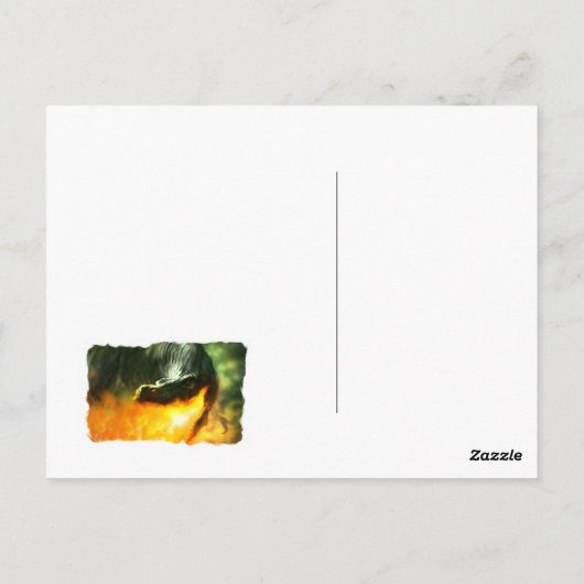 Michael Maherによる火の吹く恐竜またはドラゴン ポストカード (裏面)