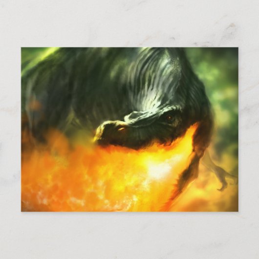 Michael Maherによる火の吹く恐竜またはドラゴン ポストカード (正面)