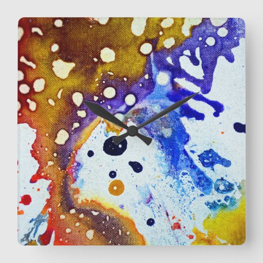 Michael Moffaによる多彩色#1B スクエア壁時計 (正面)