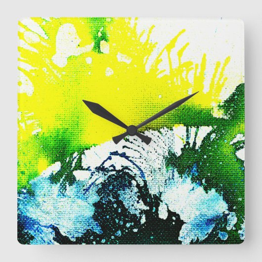 Michael Moffaによる多彩色#2A スクエア壁時計 (正面)