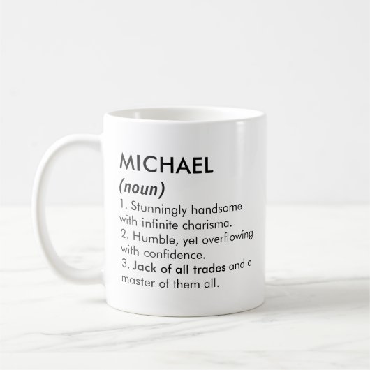 Michael name, Editable name, Custom name コーヒーマグカップ (左)