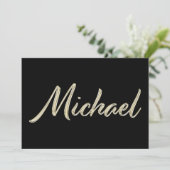 Michael Name white gold Handwriting Karte カード (スタンド正面)