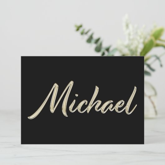 Michael Name white gold Handwriting Karte カード (スタンド正面)