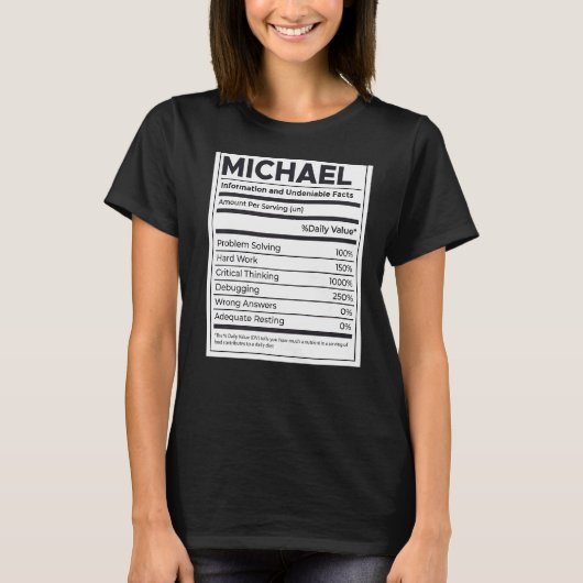 Michael Nutrition Information問題解決懸命 Tシャツ (正面)