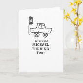 Michael turning two birthday toy car traffic light カード (黄色い花)