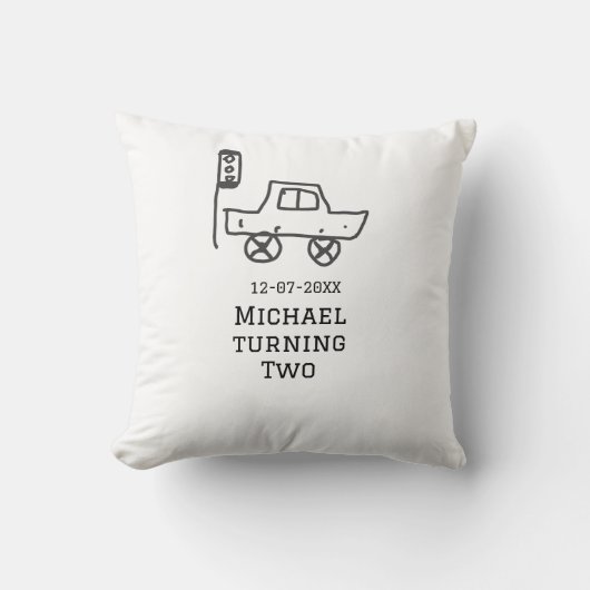 Michael turning two birthday toy car traffic light クッション (正面)