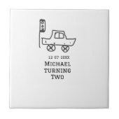 Michael turning two birthday toy car traffic light タイル (正面)