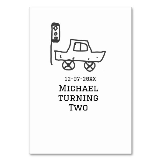 Michael turning two birthday toy car traffic light テーブルナンバー (正面)