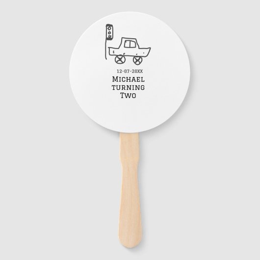 Michael turning two birthday toy car traffic light ハンドファン (正面)