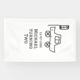 Michael turning two birthday toy car traffic light 横断幕