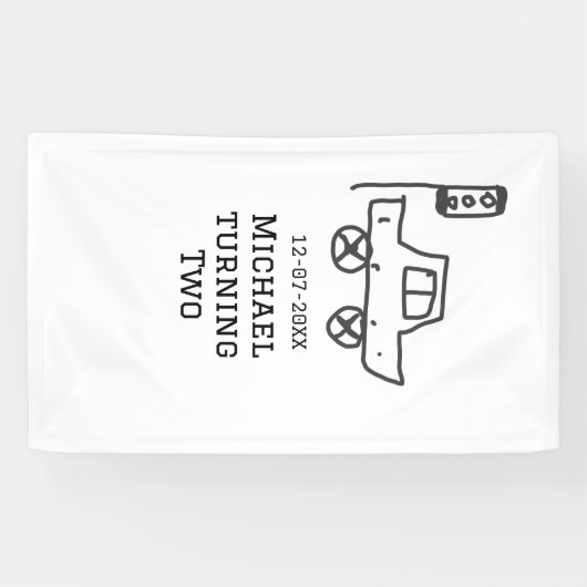 Michael turning two birthday toy car traffic light 横断幕 (横)