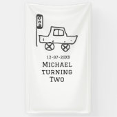 Michael turning two birthday toy car traffic light 横断幕 (縦)