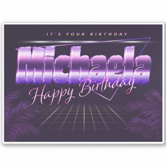Michaela Name Vorname retro Sticker Geburtstag シール (正面)
