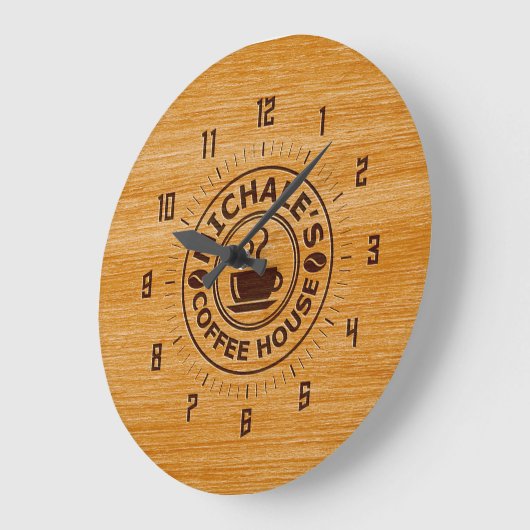 Michale's Coffee House Engrave Effect Wall Clock ラージ壁時計 (傾斜)