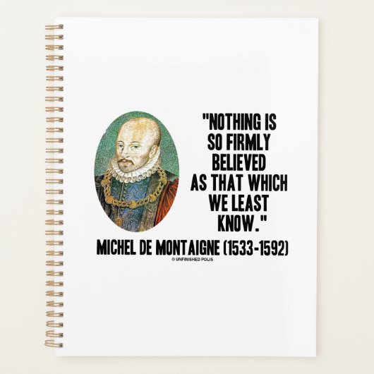 Michel de Montaigne Nothing So Firmly Believed プランナー手帳 (正面)