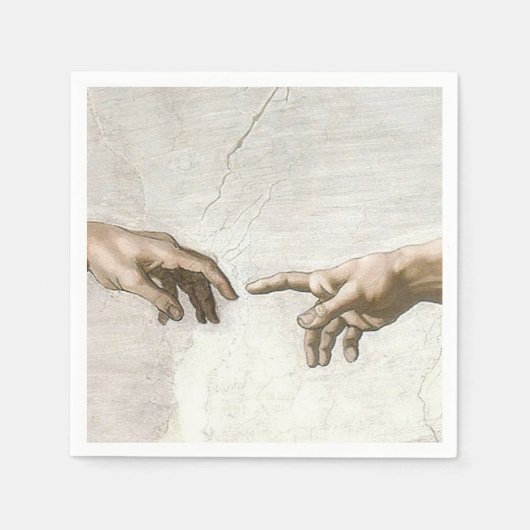 Michelangelo Creation of Adam Hands Fine Art スタンダードカクテルナプキン (正面)