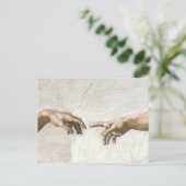 Michelangelo Creation of Adam Hands Fine Art ポストカード (スタンド正面)