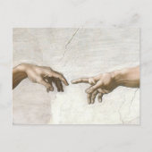 Michelangelo Creation of Adam Hands Fine Art ポストカード (正面)