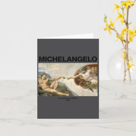 Michelangelo - The Creation Of Adam _ Famous Paint カード (黄色い花)