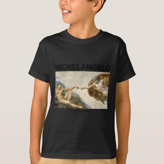 Michelangelo - The Creation Of Adam _ Famous Paint Tシャツ (正面)