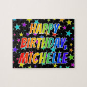 「MICHELLE」名、おもしろい「ハッピーバースデー」 ジグソーパズル (横)
