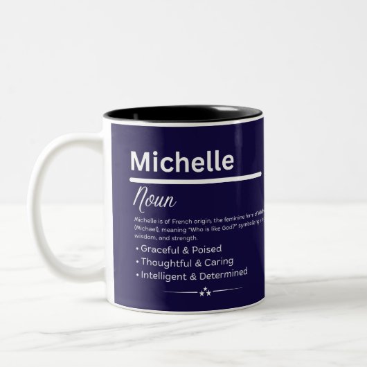 Michelle, Girl Personalized Name Definition Mug ツートーンマグカップ (左)