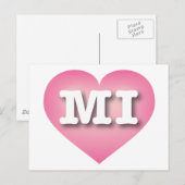 MIchiganピンクフェードハート- MIが大好き ポストカード (正面/裏面)