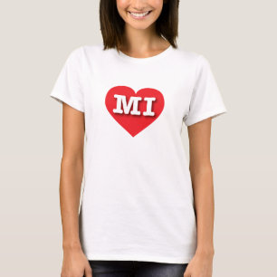 MIchigan赤いハート- MIが大好き Tシャツ