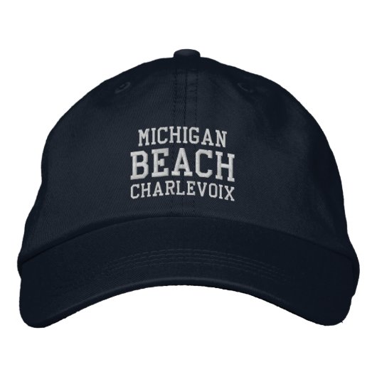 Michigan Beach Charlevoix Baseball Hat 刺繍入りキャップ (正面)