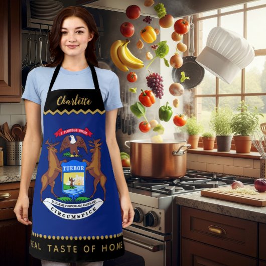 Michigan Chefs Apron, USA, Michigan Flag エプロン