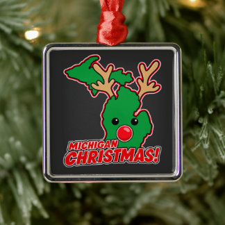 Michigan Christmas Reindeer メタルオーナメント