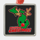 Michigan Christmas Reindeer メタルオーナメント (正面)