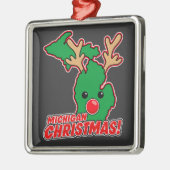 Michigan Christmas Reindeer メタルオーナメント (左)